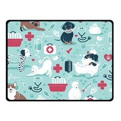 Veterinarian Medicine T- Shirt Veterinary Medicine, Happy And Healthy Friends    Aqua Background Red Fleece Blanket (small) by ZUXUMI