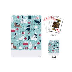 Veterinarian Medicine T- Shirt Veterinary Medicine, Happy And Healthy Friends    Aqua Background Red Playing Cards Single Design (mini) by ZUXUMI