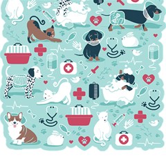 Veterinarian Medicine T- Shirt Veterinary Medicine, Happy And Healthy Friends    Aqua Background Red Play Mat (square)