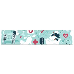 Veterinarian Medicine T- Shirt Veterinary Medicine, Happy And Healthy Friends    Aqua Background Red Small Premium Plush Fleece Scarf by ZUXUMI