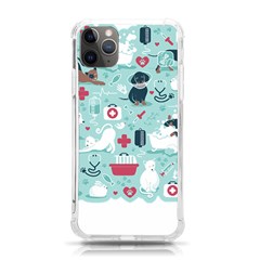 Veterinarian Medicine T- Shirt Veterinary Medicine, Happy And Healthy Friends    Aqua Background Red Iphone 11 Pro Max 6 5 Inch Tpu Uv Print Case by ZUXUMI