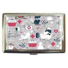 Veterinarian Medicine T- Shirt Veterinary Medicine, Happy And Healthy Friends    Grey Background Red Cigarette Money Case by ZUXUMI