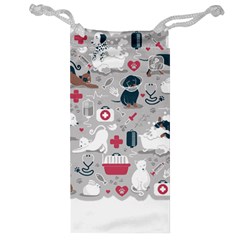 Veterinarian Medicine T- Shirt Veterinary Medicine, Happy And Healthy Friends    Grey Background Red Jewelry Bag by ZUXUMI