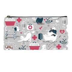 Veterinarian Medicine T- Shirt Veterinary Medicine, Happy And Healthy Friends    Grey Background Red Pencil Case by ZUXUMI