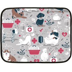 Veterinarian Medicine T- Shirt Veterinary Medicine, Happy And Healthy Friends    Grey Background Red Two Sides Fleece Blanket (mini) by ZUXUMI