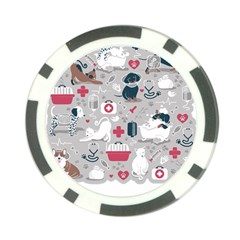 Veterinarian Medicine T- Shirt Veterinary Medicine, Happy And Healthy Friends    Grey Background Red Poker Chip Card Guard (10 Pack) by ZUXUMI