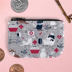 Veterinarian Medicine T- Shirt Veterinary Medicine, Happy And Healthy Friends    Grey Background Red Mini Coin Purse by ZUXUMI