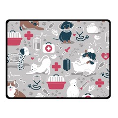 Veterinarian Medicine T- Shirt Veterinary Medicine, Happy And Healthy Friends    Grey Background Red Fleece Blanket (small) by ZUXUMI