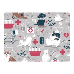 Veterinarian Medicine T- Shirt Veterinary Medicine, Happy And Healthy Friends    Grey Background Red Two Sides Premium Plush Fleece Blanket (mini) by ZUXUMI