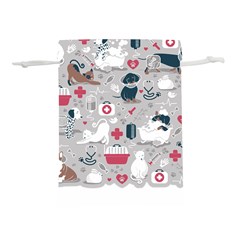 Veterinarian Medicine T- Shirt Veterinary Medicine, Happy And Healthy Friends    Grey Background Red Lightweight Drawstring Pouch (s) by ZUXUMI