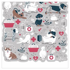 Veterinarian Medicine T- Shirt Veterinary Medicine, Happy And Healthy Friends    Grey Background Red Lightweight Scarf  by ZUXUMI