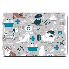 Veterinarian Medicine T- Shirt Veterinary Medicine, Happy And Healthy Friends    Grey Background Tur Large Doormat by ZUXUMI