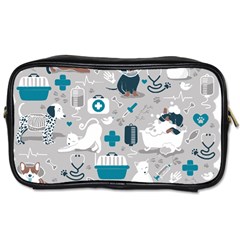 Veterinarian Medicine T- Shirt Veterinary Medicine, Happy And Healthy Friends    Grey Background Tur Toiletries Bag (two Sides) by ZUXUMI