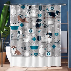 Veterinarian Medicine T- Shirt Veterinary Medicine, Happy And Healthy Friends    Grey Background Tur Shower Curtain 60  X 72  (medium)  by ZUXUMI