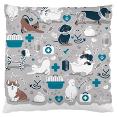 Veterinarian Medicine T- Shirt Veterinary Medicine, Happy And Healthy Friends    Grey Background Tur Standard Premium Plush Fleece Cushion Case (one Side) by ZUXUMI