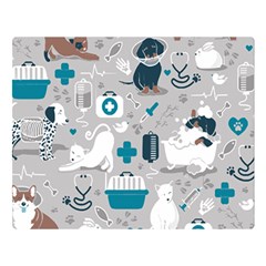 Veterinarian Medicine T- Shirt Veterinary Medicine, Happy And Healthy Friends    Grey Background Tur Premium Plush Fleece Blanket (large) by ZUXUMI