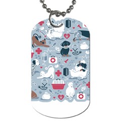 Veterinarian Medicine T- Shirt Veterinary Medicine, Happy And Healthy Friends    Pastel Blue Backgro Dog Tag (one Side) by ZUXUMI