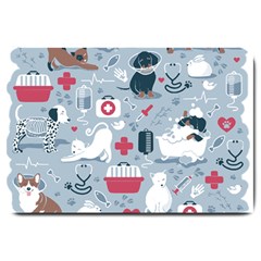 Veterinarian Medicine T- Shirt Veterinary Medicine, Happy And Healthy Friends    Pastel Blue Backgro Large Doormat by ZUXUMI