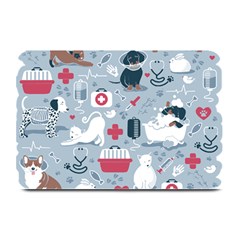 Veterinarian Medicine T- Shirt Veterinary Medicine, Happy And Healthy Friends    Pastel Blue Backgro Plate Mats by ZUXUMI