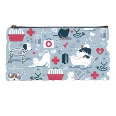 Veterinarian Medicine T- Shirt Veterinary Medicine, Happy And Healthy Friends    Pastel Blue Backgro Pencil Case by ZUXUMI