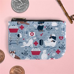 Veterinarian Medicine T- Shirt Veterinary Medicine, Happy And Healthy Friends    Pastel Blue Backgro Mini Coin Purse by ZUXUMI