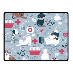 Veterinarian Medicine T- Shirt Veterinary Medicine, Happy And Healthy Friends    Pastel Blue Backgro Fleece Blanket (small) by ZUXUMI