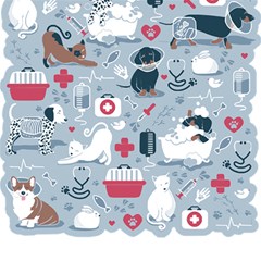 Veterinarian Medicine T- Shirt Veterinary Medicine, Happy And Healthy Friends    Pastel Blue Backgro Play Mat (rectangle) by ZUXUMI