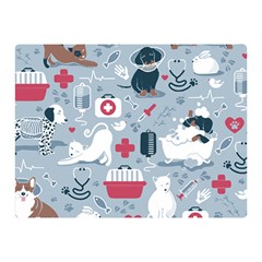 Veterinarian Medicine T- Shirt Veterinary Medicine, Happy And Healthy Friends    Pastel Blue Backgro Two Sides Premium Plush Fleece Blanket (mini) by ZUXUMI