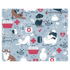 Veterinarian Medicine T- Shirt Veterinary Medicine, Happy And Healthy Friends    Pastel Blue Backgro Premium Plush Fleece Blanket (medium) by ZUXUMI