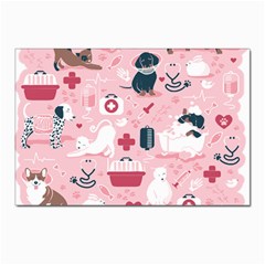 Veterinarian Medicine T- Shirt Veterinary Medicine, Happy And Healthy Friends    Pastel Pink Backgro Postcard 4 x 6  (pkg Of 10) by ZUXUMI