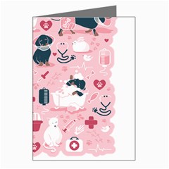 Veterinarian Medicine T- Shirt Veterinary Medicine, Happy And Healthy Friends    Pastel Pink Backgro Greeting Card by ZUXUMI