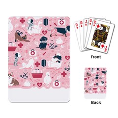 Veterinarian Medicine T- Shirt Veterinary Medicine, Happy And Healthy Friends    Pastel Pink Backgro Playing Cards Single Design (rectangle) by ZUXUMI