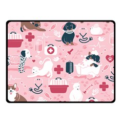 Veterinarian Medicine T- Shirt Veterinary Medicine, Happy And Healthy Friends    Pastel Pink Backgro Fleece Blanket (small) by ZUXUMI