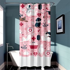 Veterinarian Medicine T- Shirt Veterinary Medicine, Happy And Healthy Friends    Pastel Pink Backgro Shower Curtain 36  X 72  (stall)  by ZUXUMI