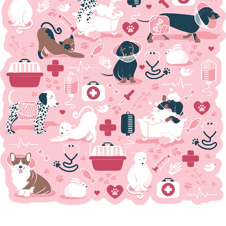 Veterinarian Medicine T- Shirt Veterinary Medicine, Happy And Healthy Friends    Pastel Pink Backgro Play Mat (Square)