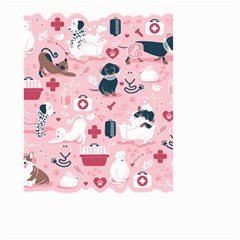 Veterinarian Medicine T- Shirt Veterinary Medicine, Happy And Healthy Friends    Pastel Pink Backgro Small Garden Flag (two Sides)