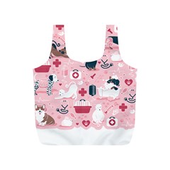 Veterinarian Medicine T- Shirt Veterinary Medicine, Happy And Healthy Friends    Pastel Pink Backgro Full Print Recycle Bag (s) by ZUXUMI