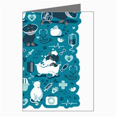 Veterinarian Medicine T- Shirt Veterinary Medicine, Happy And Healthy Friends    Turquoise Backgroun Greeting Card by ZUXUMI