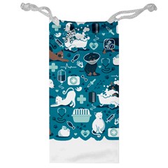 Veterinarian Medicine T- Shirt Veterinary Medicine, Happy And Healthy Friends    Turquoise Backgroun Jewelry Bag by ZUXUMI