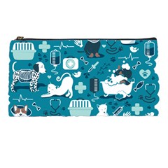 Veterinarian Medicine T- Shirt Veterinary Medicine, Happy And Healthy Friends    Turquoise Backgroun Pencil Case by ZUXUMI