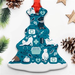 Veterinarian Medicine T- Shirt Veterinary Medicine, Happy And Healthy Friends    Turquoise Backgroun Christmas Tree Ornament (two Sides) by ZUXUMI