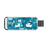 Veterinarian Medicine T- Shirt Veterinary Medicine, Happy And Healthy Friends    Turquoise Backgroun Portable USB Flash (Two Sides) Front