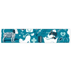 Veterinarian Medicine T- Shirt Veterinary Medicine, Happy And Healthy Friends    Turquoise Backgroun Small Premium Plush Fleece Scarf by ZUXUMI