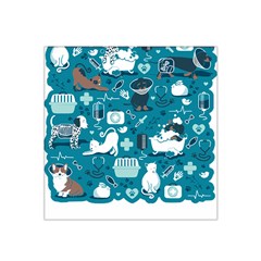 Veterinarian Medicine T- Shirt Veterinary Medicine, Happy And Healthy Friends    Turquoise Backgroun Satin Bandana Scarf 22  X 22  by ZUXUMI