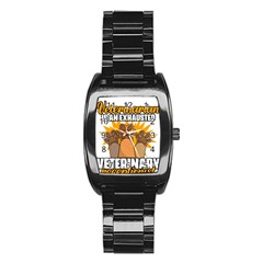 Veterinary Medicine T- Shirt Behind Every Great Veterinarian For Veterinary Receptionist T- Shirt Stainless Steel Barrel Watch by ZUXUMI