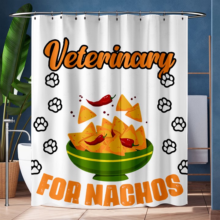 Veterinary Medicine T- Shirt Funny Will Give Veterinary Advice For Nachos Vet Med Worker T- Shirt Shower Curtain 60  x 72  (Medium) 