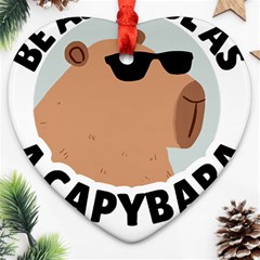 Capybara T- Shirt Be As Cool As A Capybara- A Cute Funny Capybara Wearing Sunglasses T- Shirt Yoga Reflexion Pose T- Shirtyoga Reflexion Pose T- Shirt Ornament (heart) by hizuto