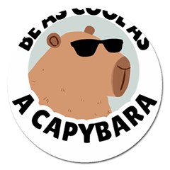 Capybara T- Shirt Be As Cool As A Capybara- A Cute Funny Capybara Wearing Sunglasses T- Shirt Yoga Reflexion Pose T- Shirtyoga Reflexion Pose T- Shirt Magnet 5  (round) by hizuto