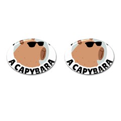 Capybara T- Shirt Be As Cool As A Capybara- A Cute Funny Capybara Wearing Sunglasses T- Shirt Yoga Reflexion Pose T- Shirtyoga Reflexion Pose T- Shirt Cufflinks (oval) by hizuto