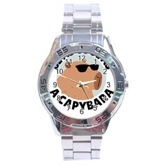 Capybara T- Shirt Be As Cool As A Capybara- A Cute Funny Capybara Wearing Sunglasses T- Shirt Yoga Reflexion Pose T- Shirtyoga Reflexion Pose T- Shirt Stainless Steel Analogue Watch by hizuto